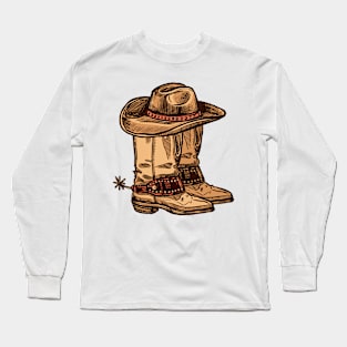 Cowboy Hat and Boots ,Western Long Sleeve T-Shirt